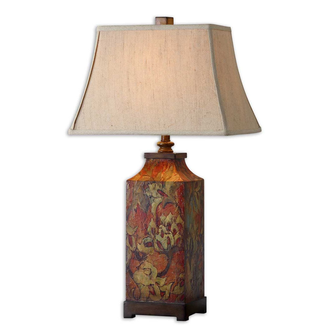 Uttermost - 27678 - One Light Table Lamp - Colorful Flowers - Burnished Walnuted