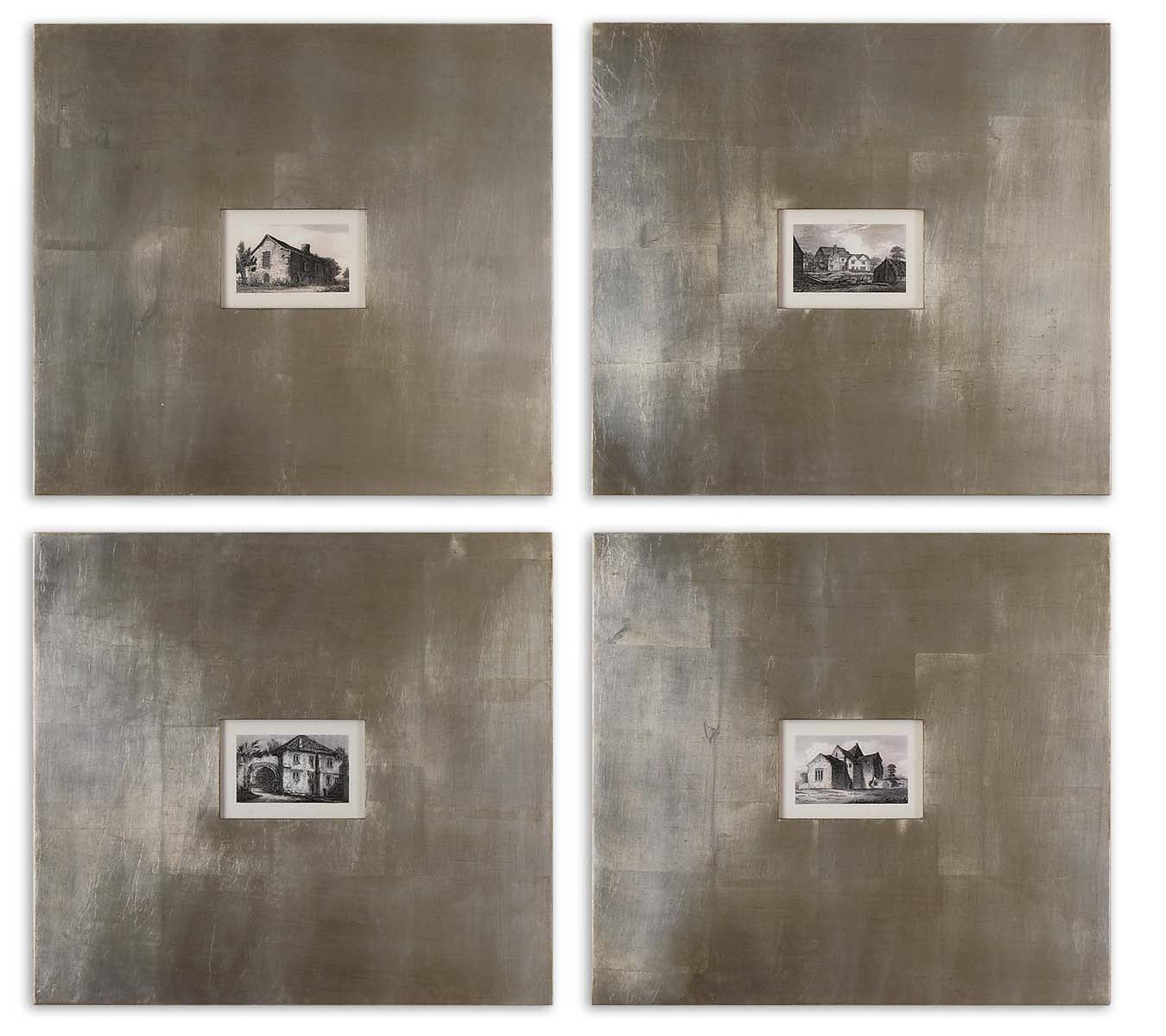 Uttermost - 41295 - Wall Art - Historical Buildings - Champagne Silver Leaf And Light Brown Glaze