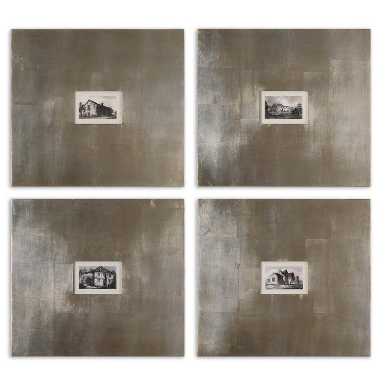 Uttermost - 41295 - Wall Art - Historical Buildings - Champagne Silver Leaf And Light Brown Glaze