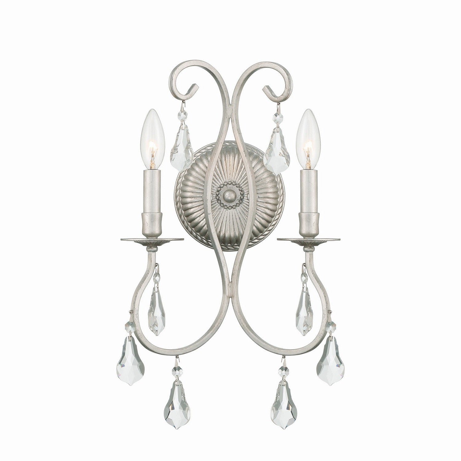 Crystorama - 5012-OS-CL-MWP - Two Light Wall Sconce - Ashton - Olde Silver
