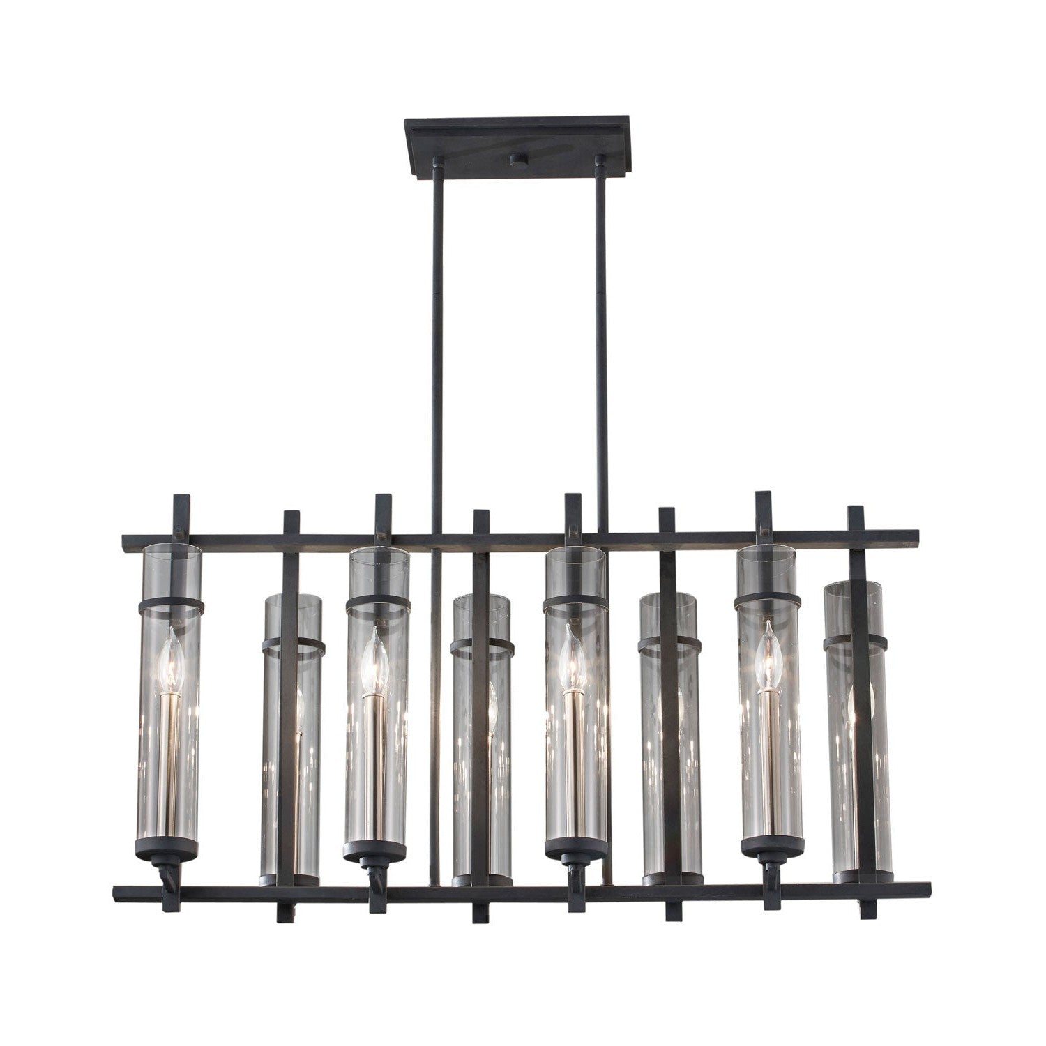 Generation Lighting - F2630/8AF/BS - Eight Light Chandelier - Ethan - Antique Forged Iron / Brushed Steel