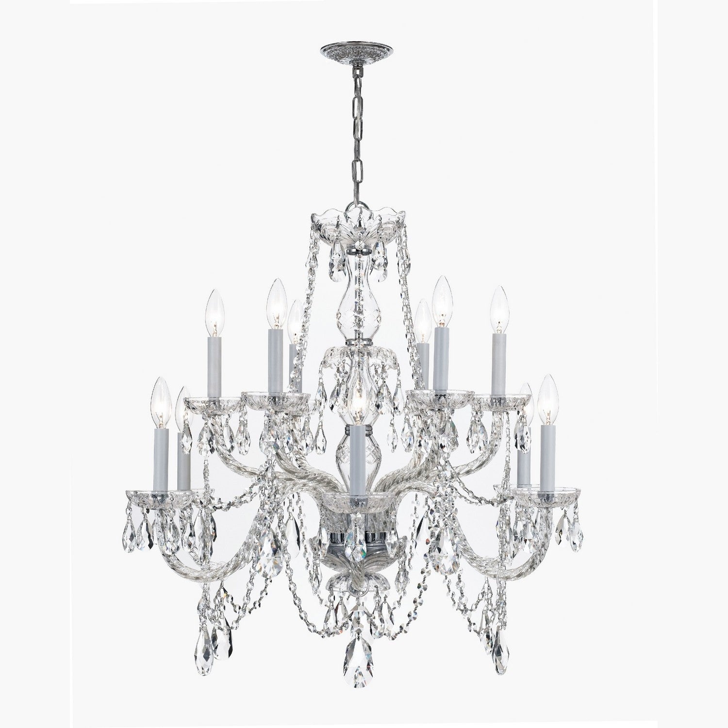 Crystorama - 1135-CH-CL-MWP - 12 Light Chandelier - Traditional Crystal - Polished Chrome