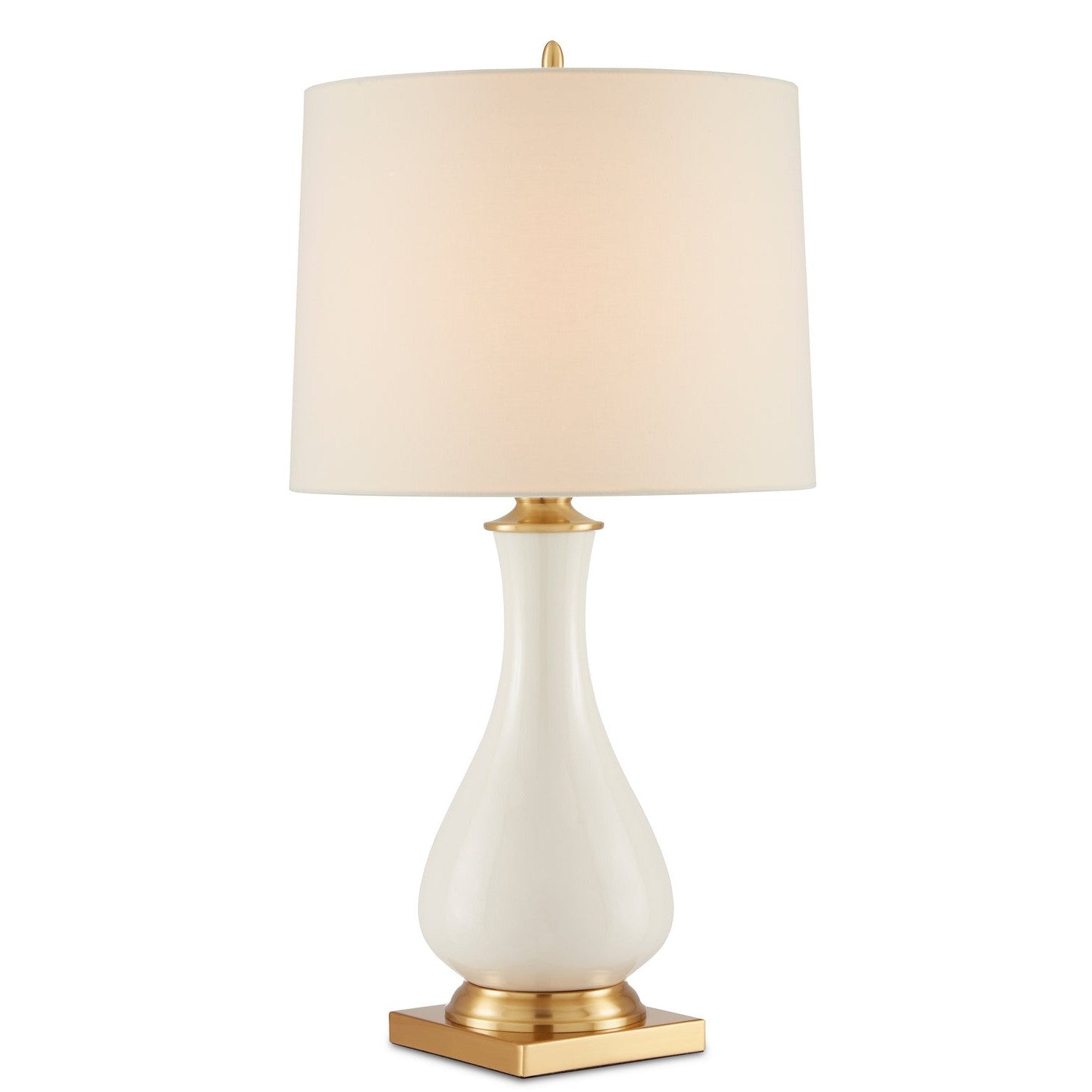 Currey and Company - 6425 - One Light Table Lamp - Lynton Collection - Cream Crackle/Brass