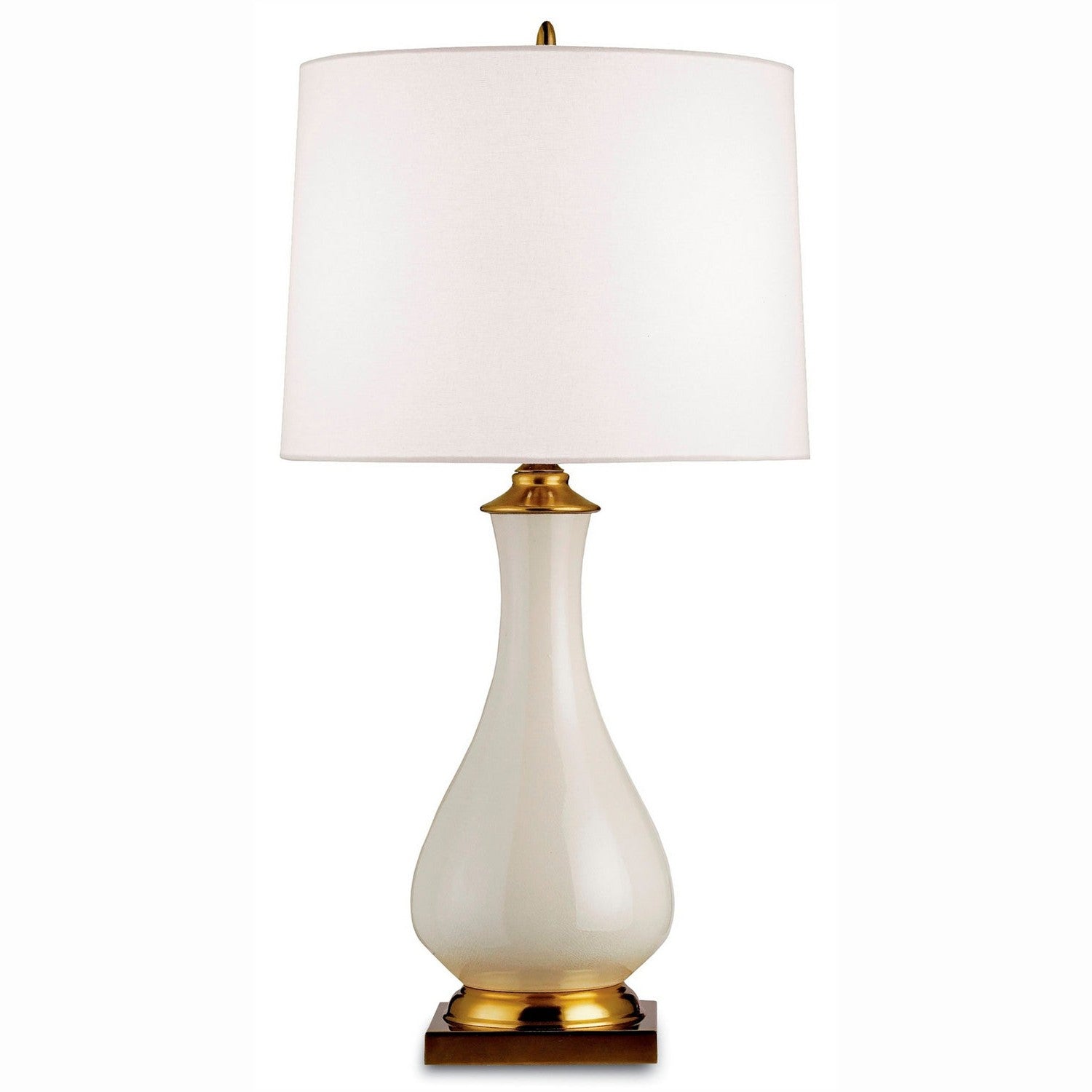 Currey and Company - 6425 - One Light Table Lamp - Lynton Collection - Cream Crackle/Brass