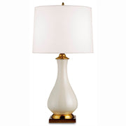 Currey and Company - 6425 - One Light Table Lamp - Lynton Collection - Cream Crackle/Brass