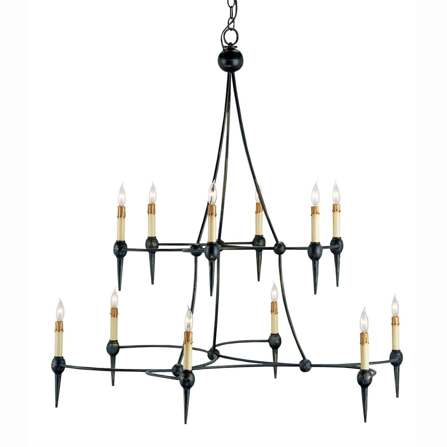 Currey and Company - 9157 - 12 Light Chandelier - Danielli Black Chandelier - French Black