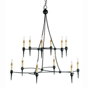 Currey and Company - 9157 - 12 Light Chandelier - Danielli Black Chandelier - French Black
