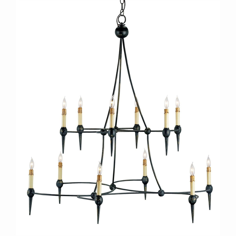 Currey and Company - 9157 - 12 Light Chandelier - Danielli Black Chandelier - French Black
