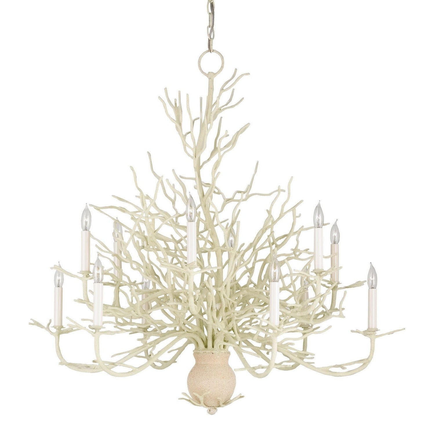 Currey and Company - 9188 - 12 Light Chandelier - Seaward Collection - White Coral/Natural Sand