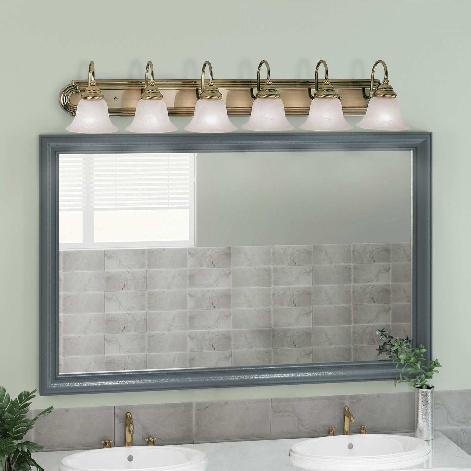 Livex Lighting - 1006-01 - Six Light Bath Vanity - Belmont - Antique Brass