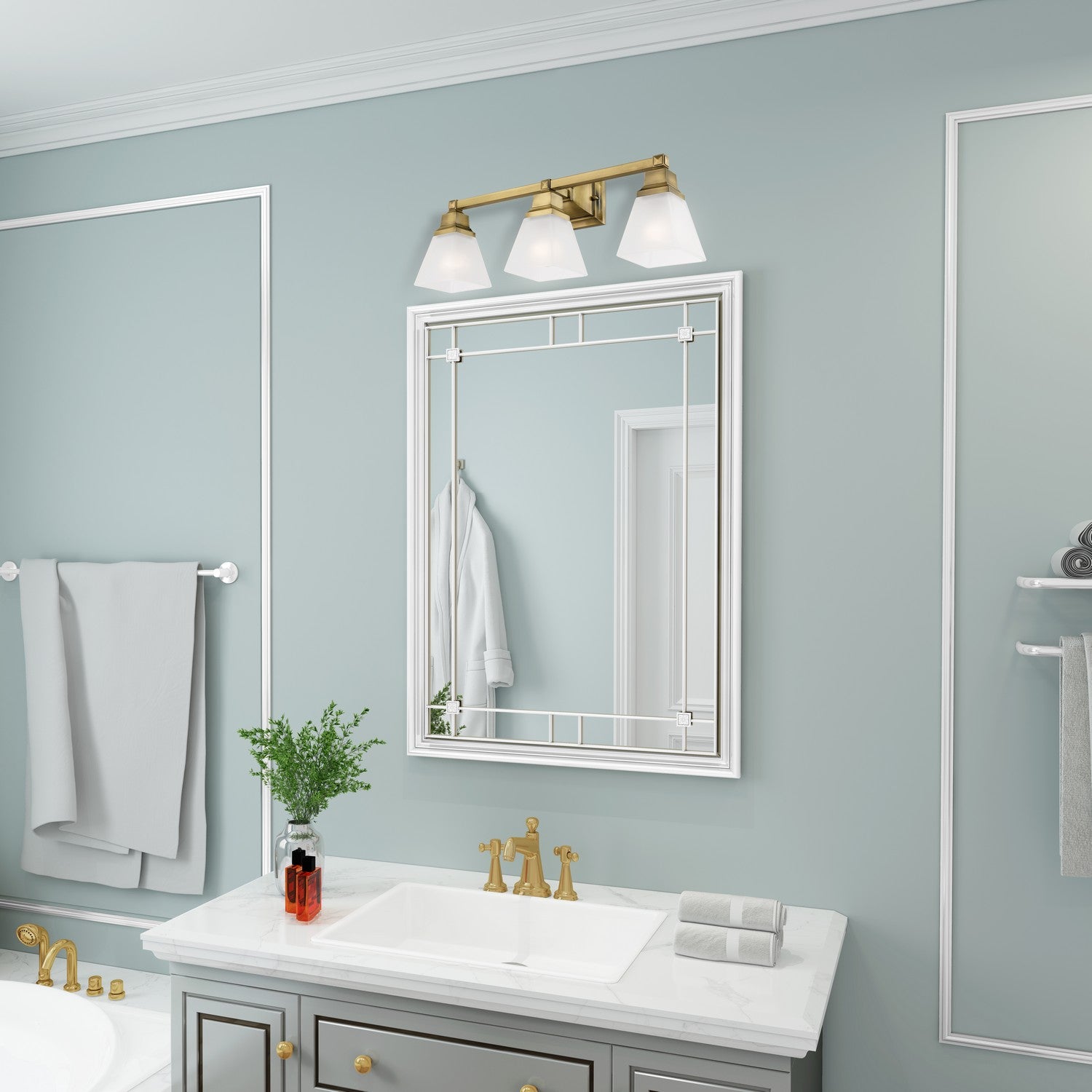 Livex Lighting - 1033-01 - Three Light Bath Vanity - Mission - Antique Brass