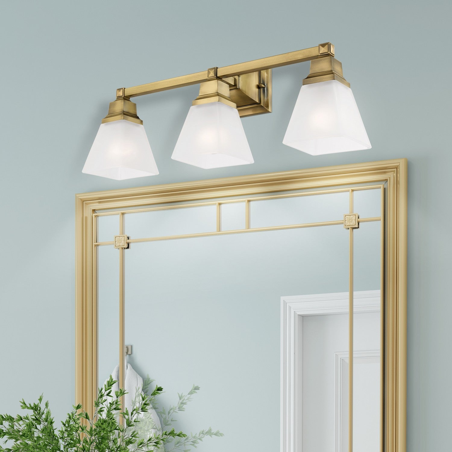 Livex Lighting - 1033-01 - Three Light Bath Vanity - Mission - Antique Brass