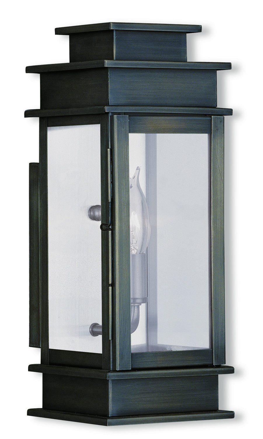 Livex Lighting - 2013-29 - One Light Outdoor Wall Lantern - Princeton - Vintage Pewter w/ Polished Chrome Stainless Steel