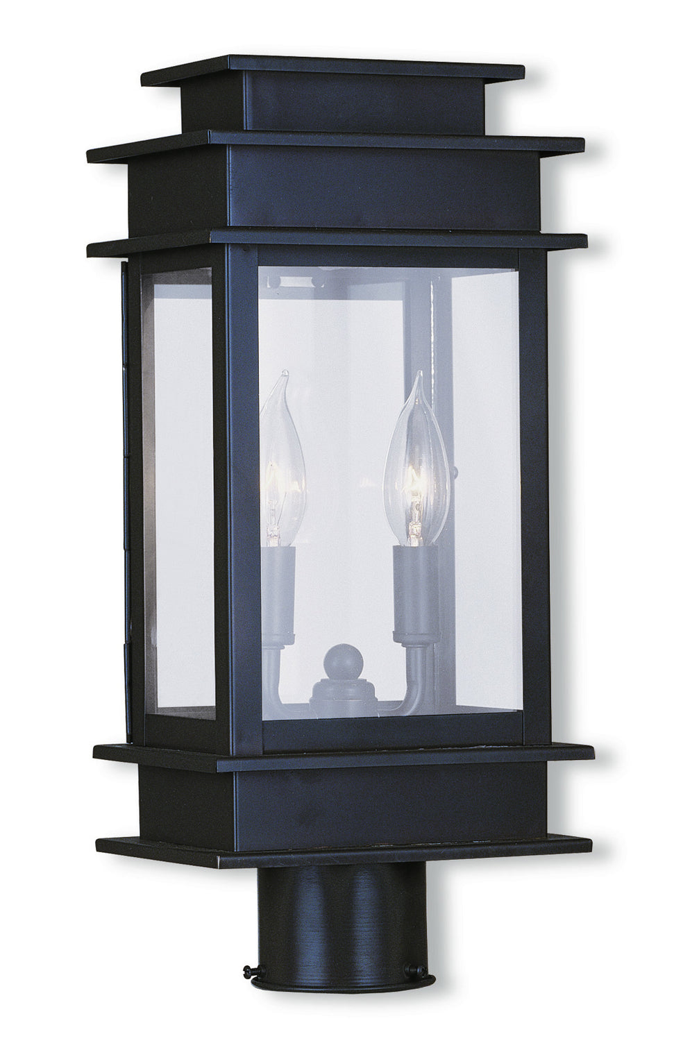 Livex Lighting - 2015-07 - Two Light Outdoor Post Lantern - Princeton - Bronze w/ Polished Chrome Stainless Steel