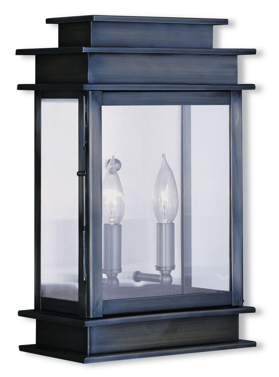 Livex Lighting - 2016-29 - Two Light Outdoor Wall Lantern - Princeton - Vintage Pewter w/ Polished Chrome Stainless Steel