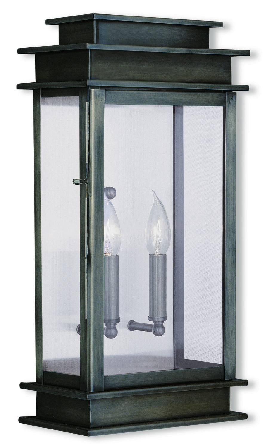 Livex Lighting - 2018-29 - Two Light Outdoor Wall Lantern - Princeton - Vintage Pewter w/ Polished Chrome Stainless Steel