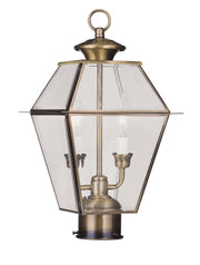 Livex Lighting - 2284-01 - Two Light Outdoor Post Lantern - Westover - Antique Brass