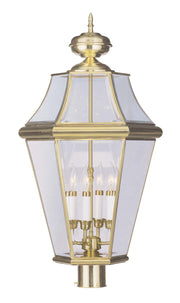 Livex Lighting - 2368-02 - Four Light Outdoor Post Lantern - Georgetown - Polished Brass