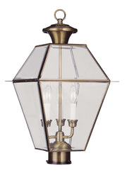 Livex Lighting - 2384-01 - Three Light Post-Top Lanterm - Westover - Antique Brass