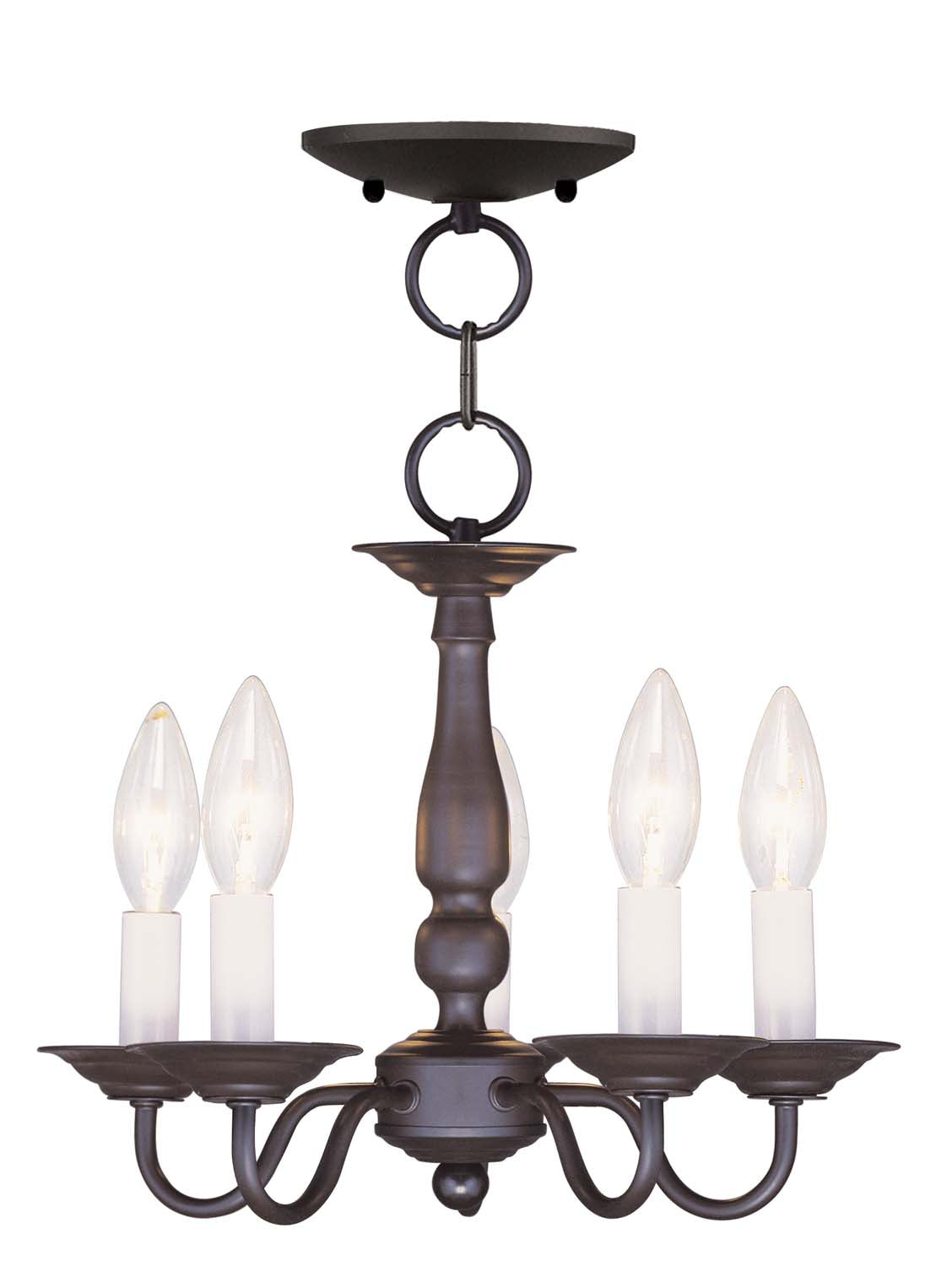 Livex Lighting - 5011-07 - Five Light Mini Chandelier/Ceiling Mount - Williamsburgh - Bronze