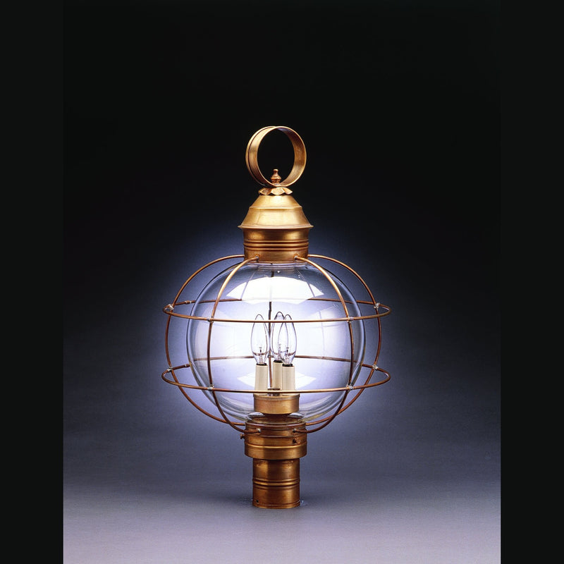Northeast Lantern - 2853-AB-LT3-CLR - Three Light Post Mount - Round Onion - Antique Brass