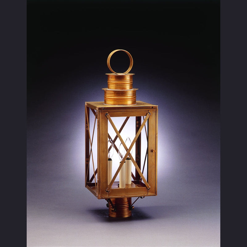 Northeast Lantern - 5053-AB-LT3-CLR - Three Light Post Mount - Suffolk - Antique Brass