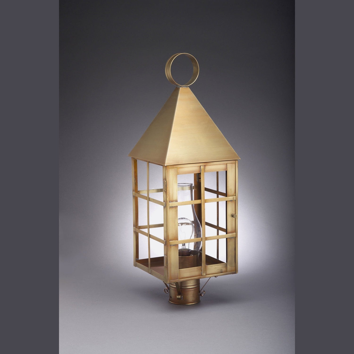 Northeast Lantern - 7153-AB-CIM-CLR - One Light Post Mount - York - Antique Brass