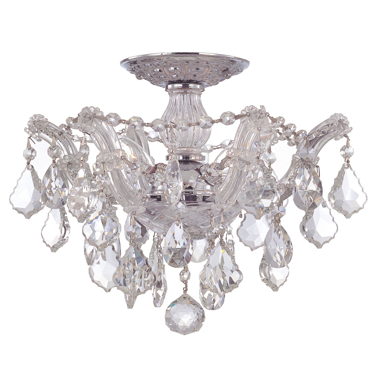 Crystorama - 4430-CH-CL-MWP - Three Light Semi Flush Mount - Maria Theresa - Polished Chrome
