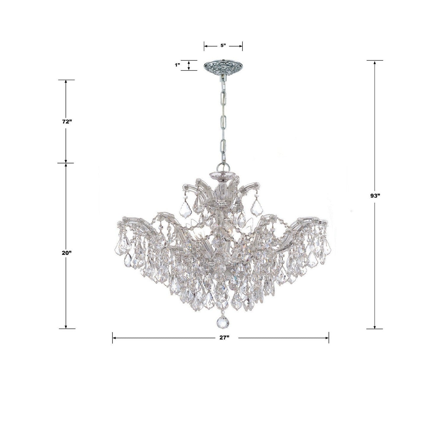 Crystorama - 4439-CH-CL-MWP - Six Light Chandelier - Maria Theresa - Polished Chrome