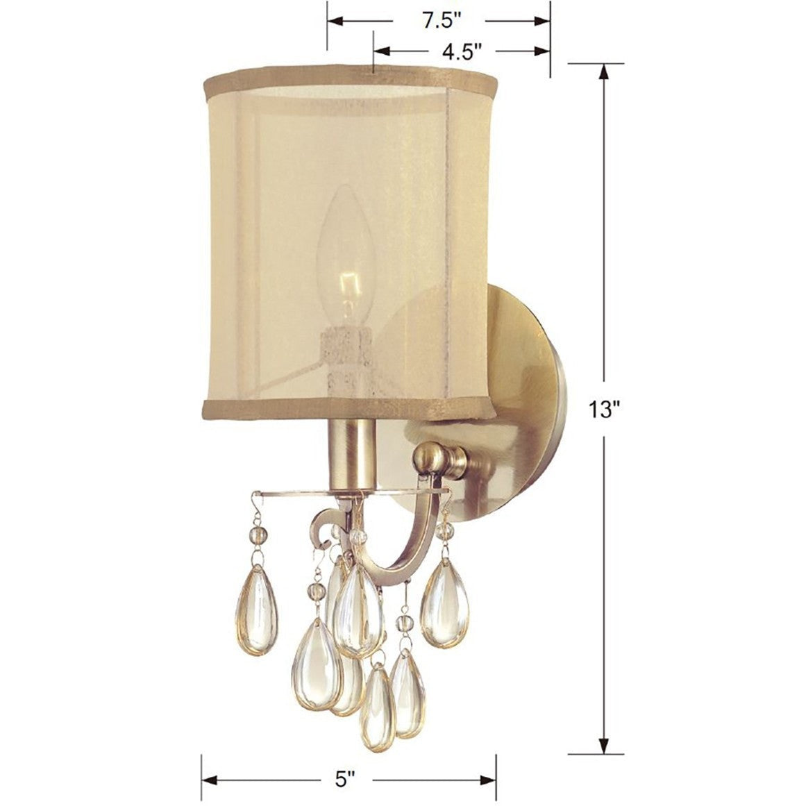 Crystorama - 5621-AB - One Light Wall Sconce - Hampton - Antique Brass