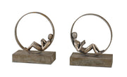 Uttermost - 19596 - Bookends, Set/2 - Lounging Reader - Antiqued Silver Leaf w/Light Gray Glaze