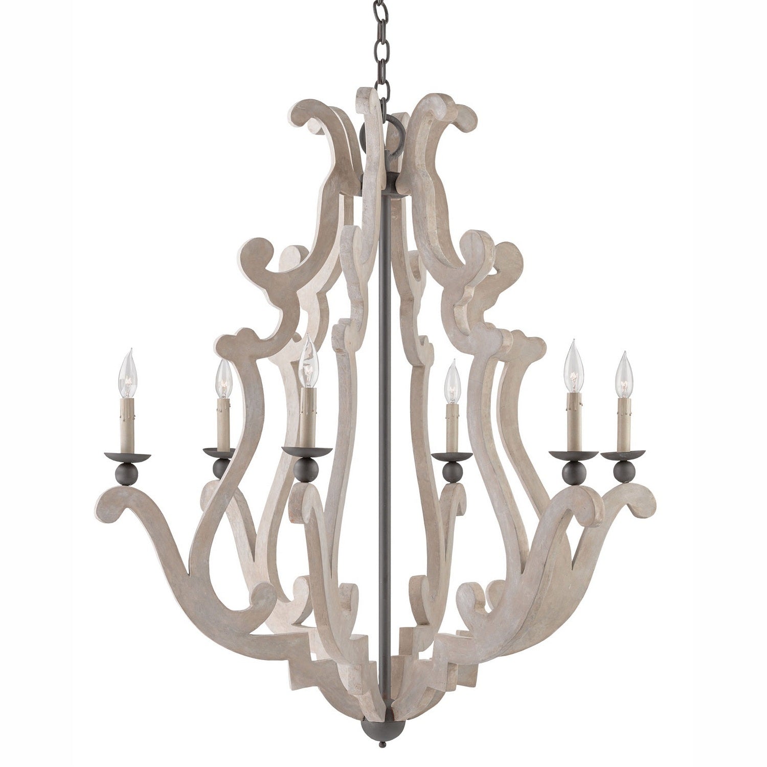Currey and Company - 9636 - Six Light Chandelier - Durand Collection - Portland/Old Iron