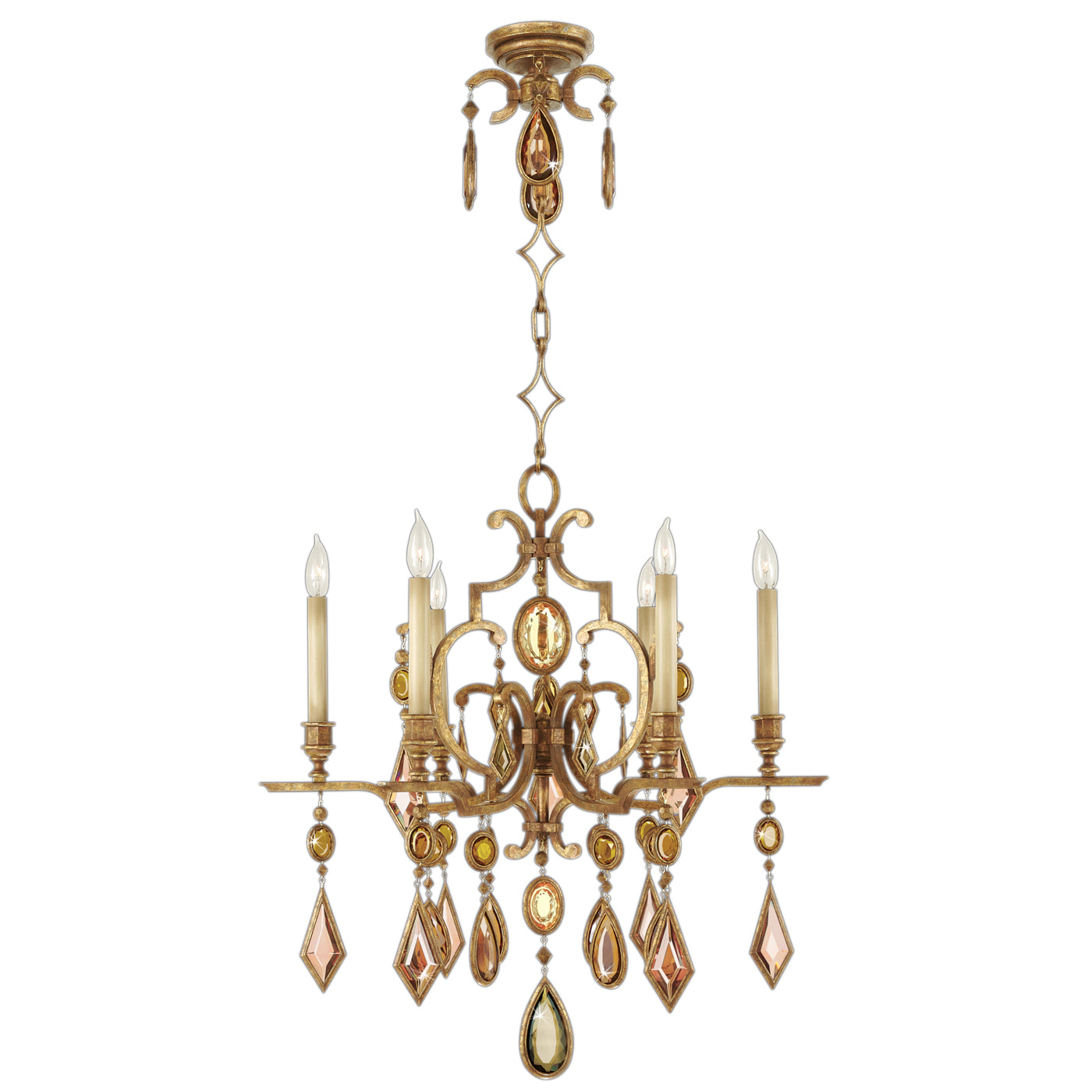 Fine Art Handcrafted Lighting - 729640-1ST - Six Light Chandelier - Encased Gems - Gold