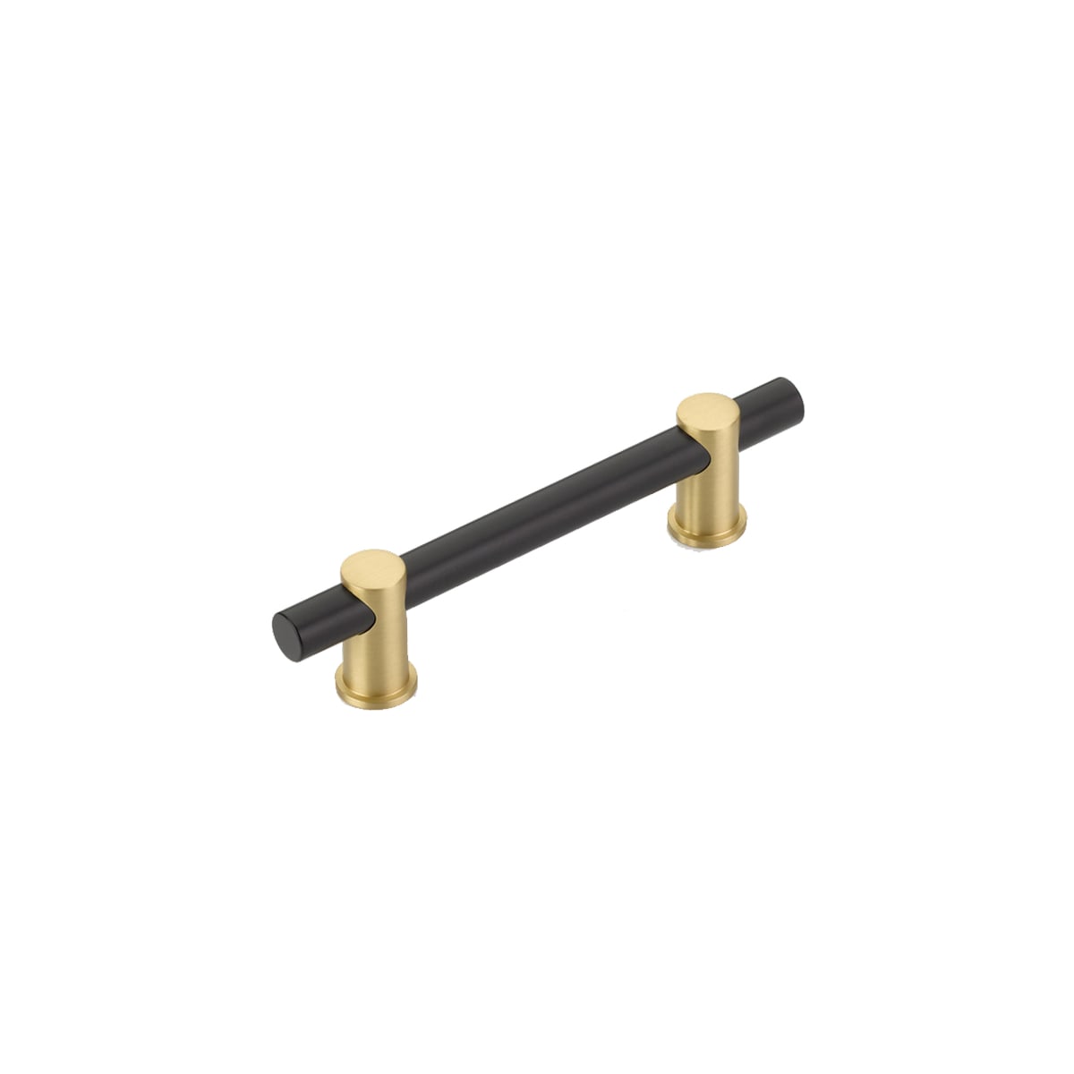Schaub and Company - 424-MB-SB - Fonce 4" Center to Center Modern Euro Bar Style Luxury Solid Brass Cabinet Handle / Drawer Pull in Matte Black / Satin Brass