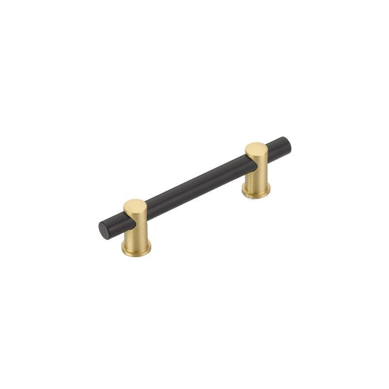Schaub and Company - 424-MB-SB - Fonce 4" Center to Center Modern Euro Bar Style Luxury Solid Brass Cabinet Handle / Drawer Pull in Matte Black / Satin Brass