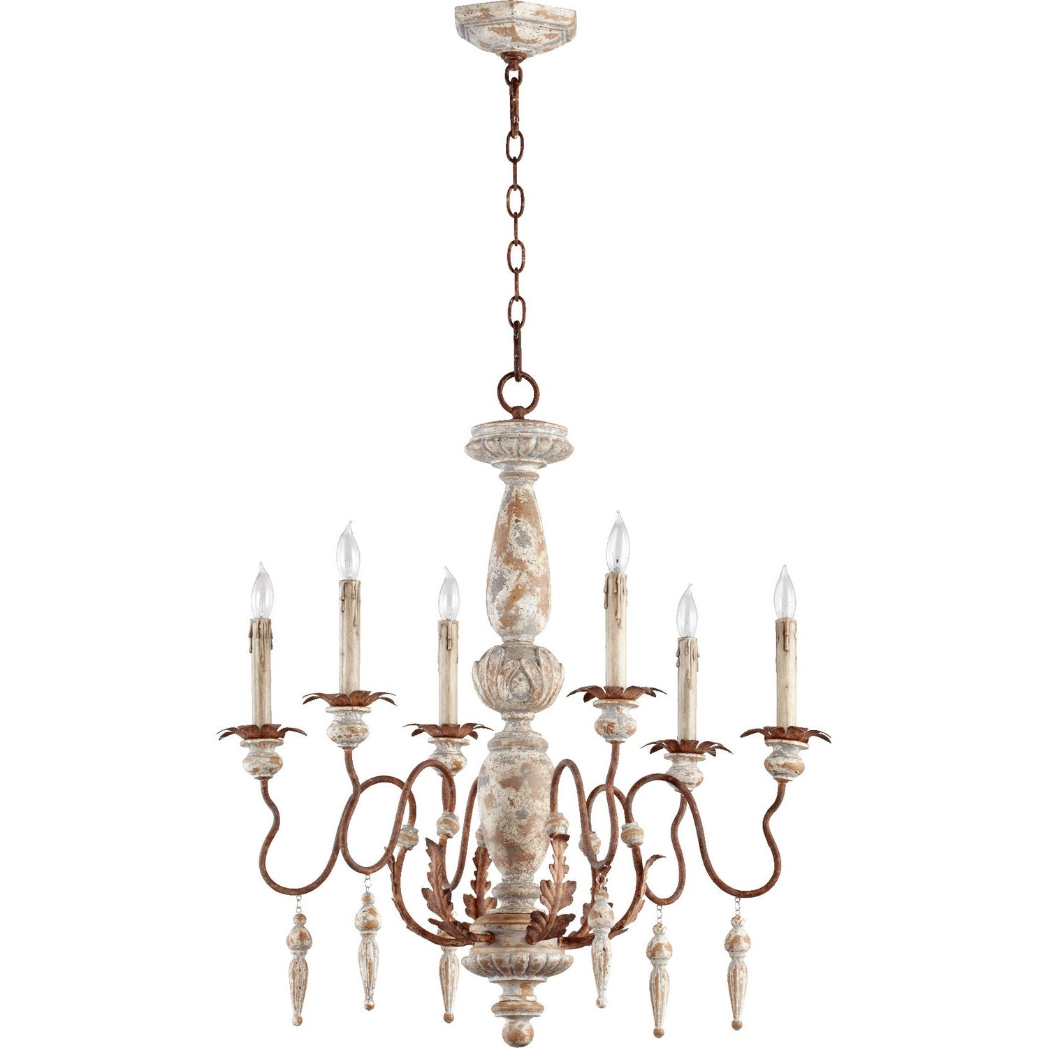 Quorum - 6052-6-56 - Six Light Chandelier - La Maison - Manchester Grey w/ Rust Accents