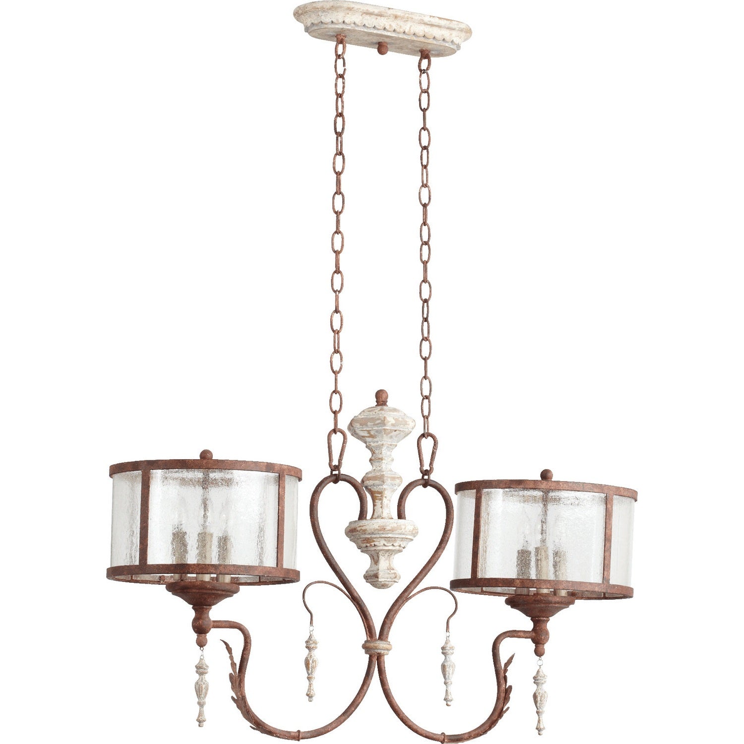 Quorum - 6552-6-56 - Six Light Island Pendant - La Maison - Manchester Grey w/ Rust Accents