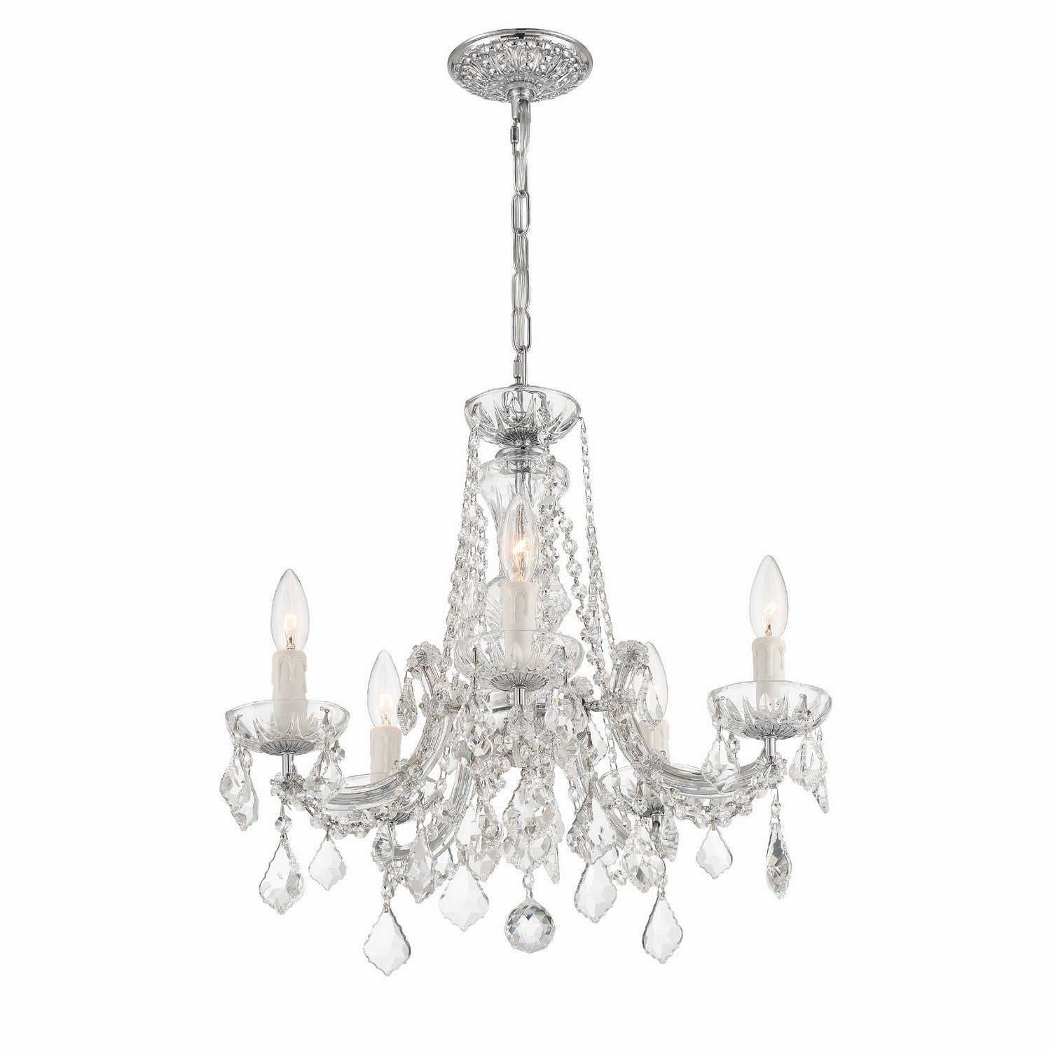 Crystorama - 4476-CH-CL-MWP - Five Light Mini Chandelier - Maria Theresa - Polished Chrome