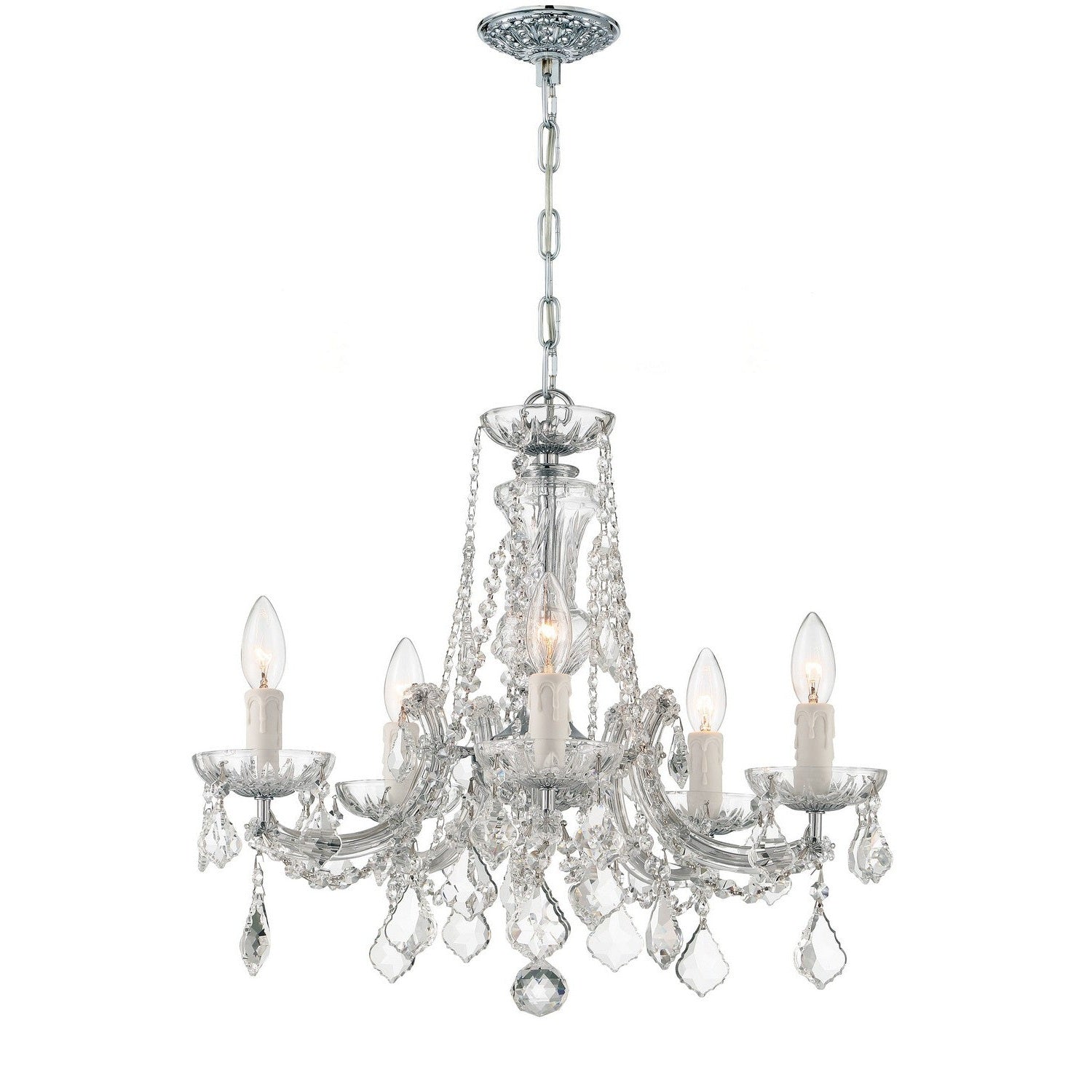 Crystorama - 4476-CH-CL-MWP - Five Light Mini Chandelier - Maria Theresa - Polished Chrome