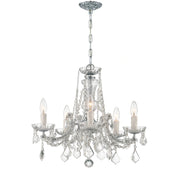 Crystorama - 4476-CH-CL-MWP - Five Light Mini Chandelier - Maria Theresa - Polished Chrome