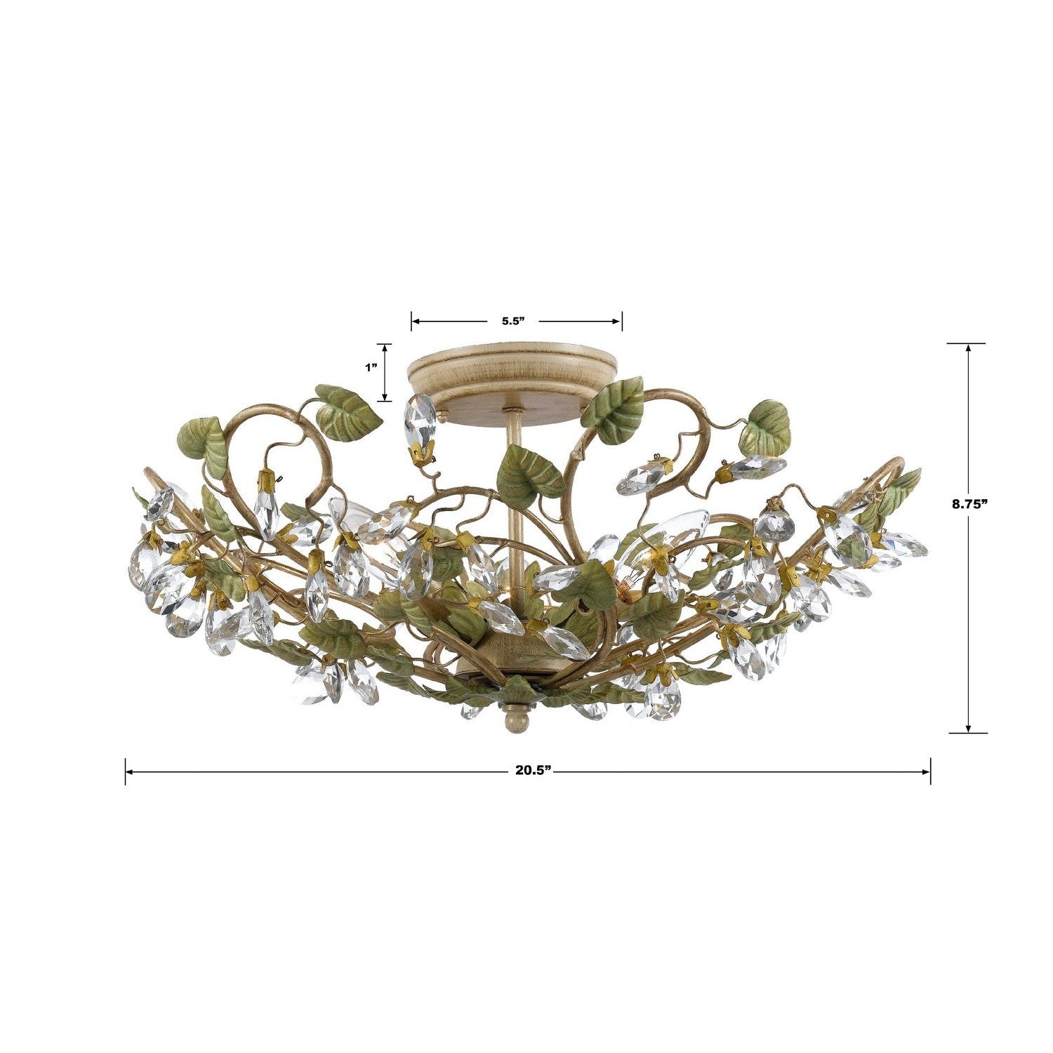 Crystorama - 4840-CT - Five Light Semi Flush Mount - Josie - Champagne Green Tea