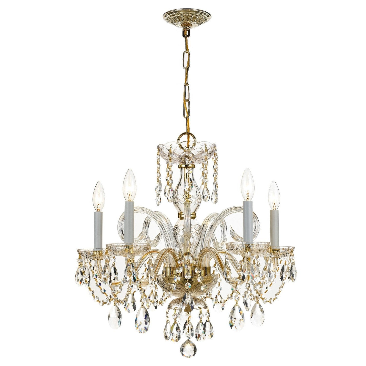 Crystorama - 1005-PB-CL-MWP - Five Light Chandelier - Traditional Crystal - Polished Brass