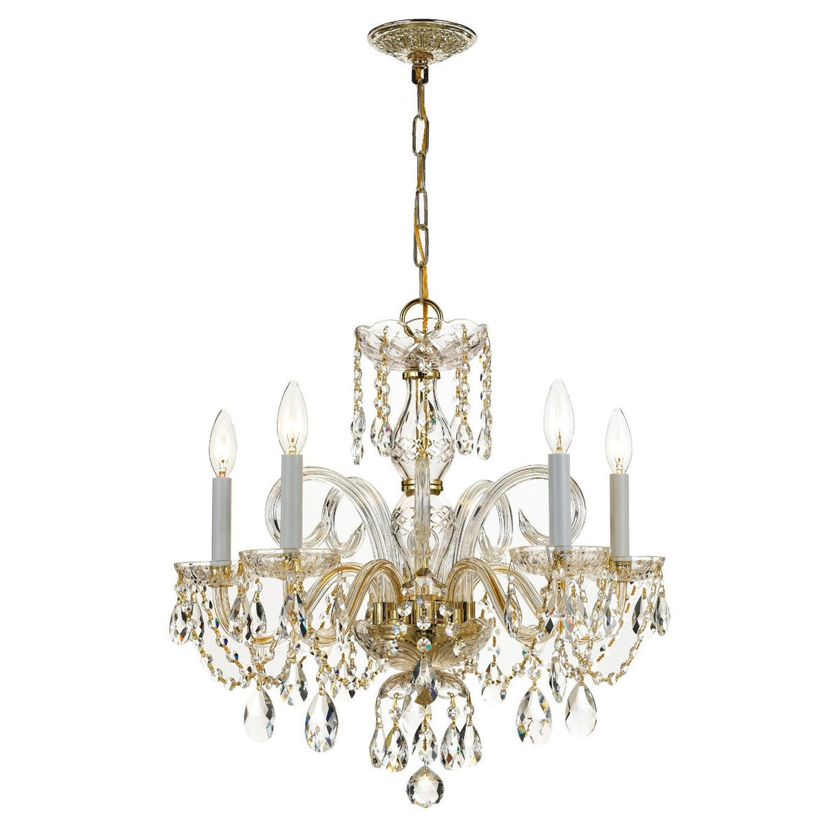 Crystorama - 1005-PB-CL-SAQ - Five Light Chandelier - Traditional Crystal - Polished Brass