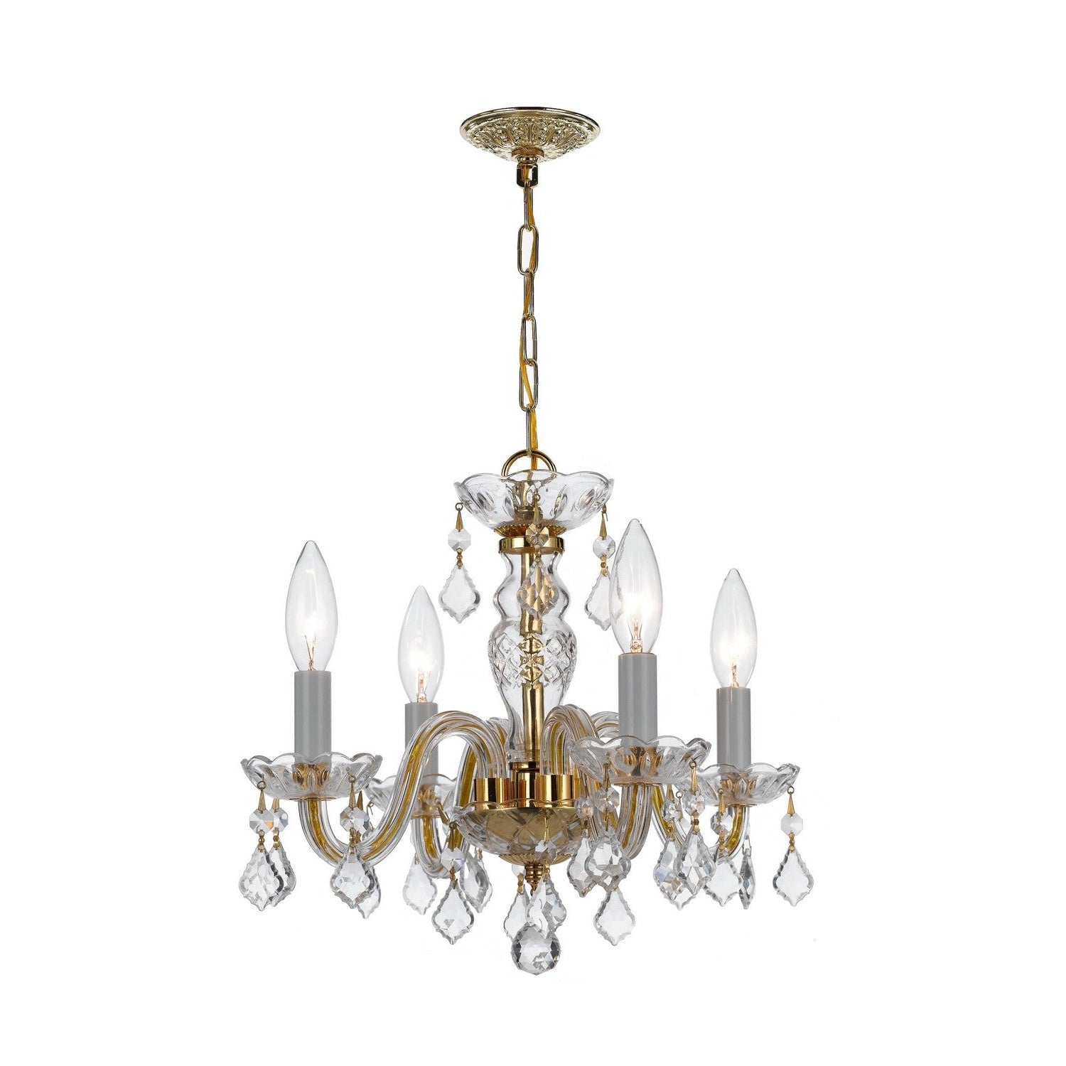 Crystorama - 1064-PB-CL-MWP - Four Light Mini Chandelier - Traditional Crystal - Polished Brass