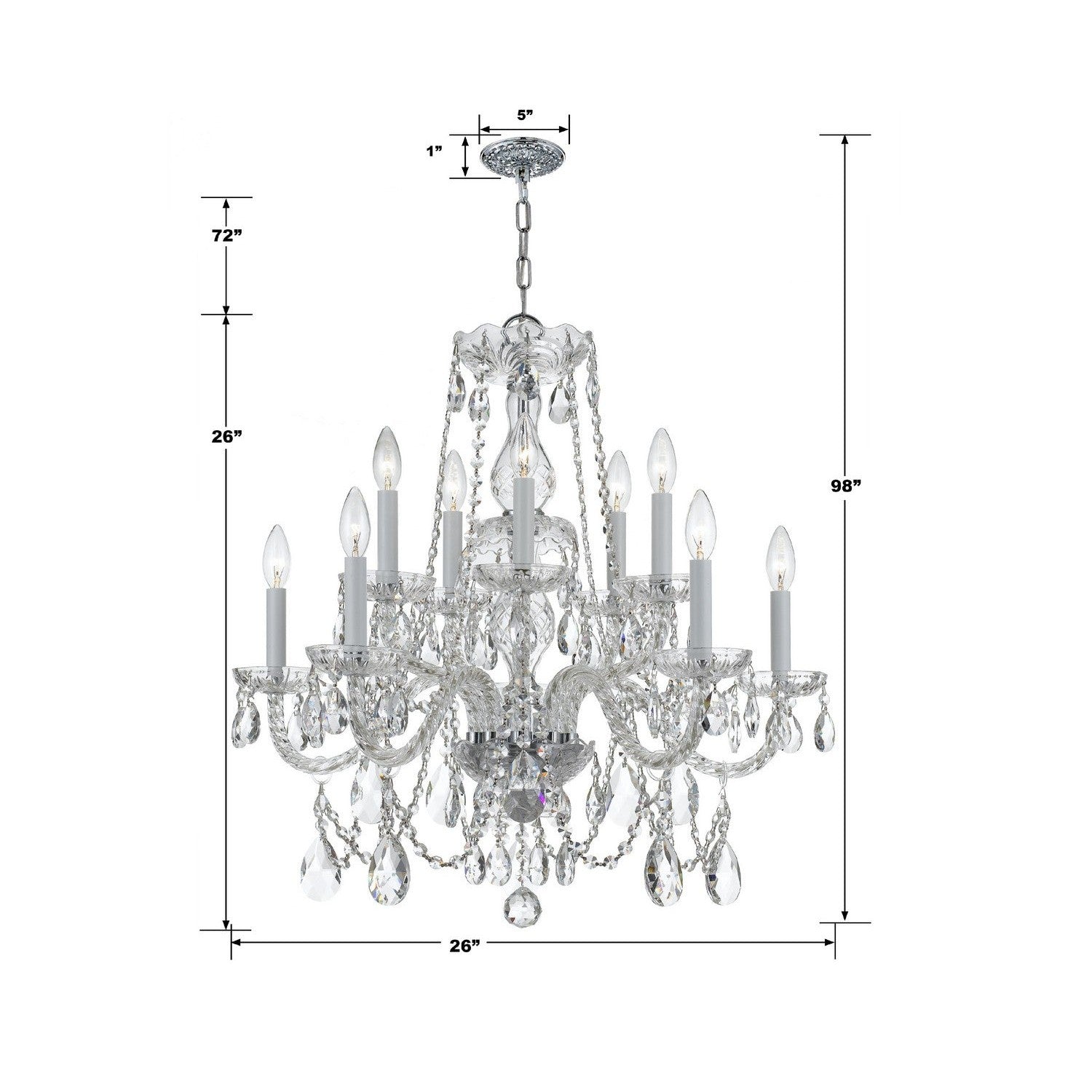 Crystorama - 1130-CH-CL-MWP - Ten Light Chandelier - Traditional Crystal - Polished Chrome