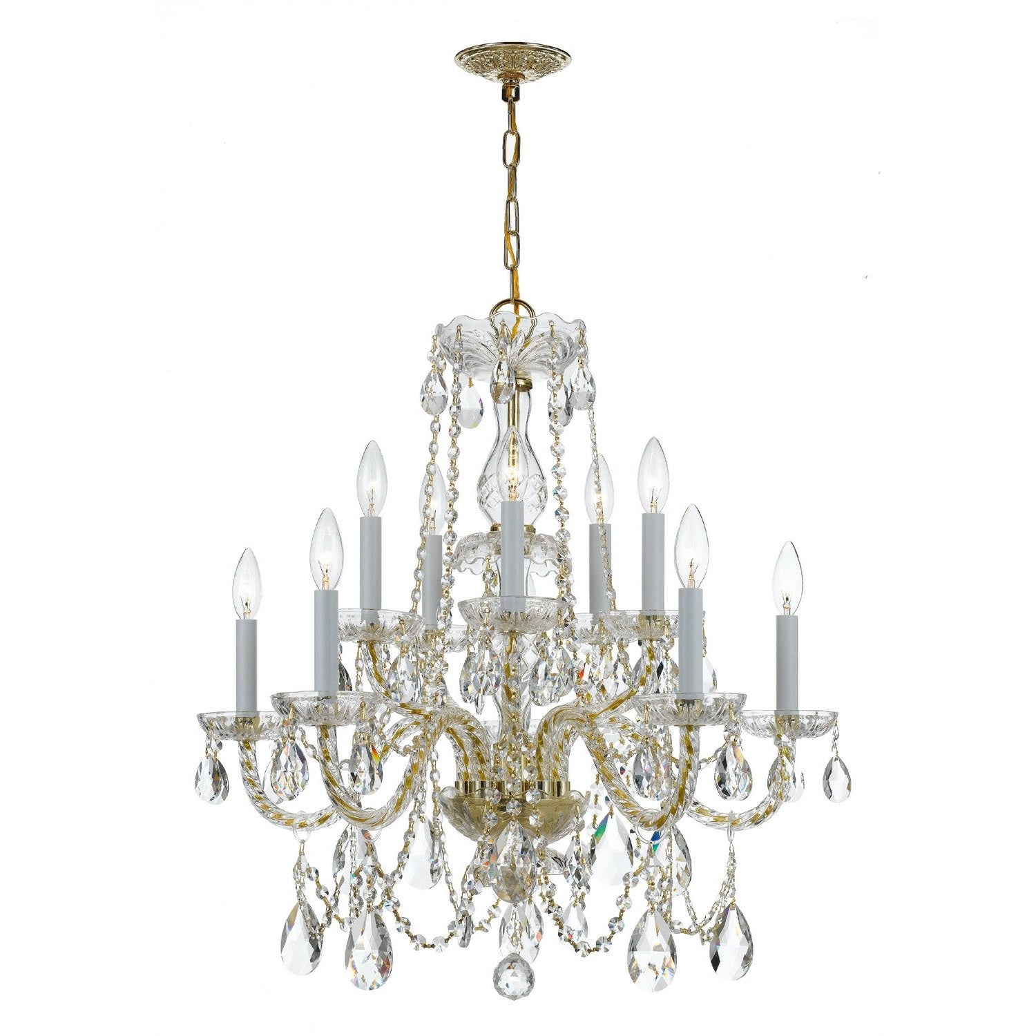 Crystorama - 1130-PB-CL-MWP - Ten Light Chandelier - Traditional Crystal - Polished Brass