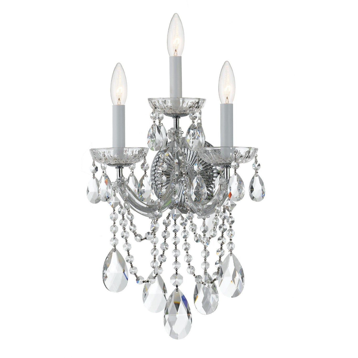 Crystorama - 4423-CH-CL-SAQ - Three Light Wall Sconce - Maria Theresa - Polished Chrome