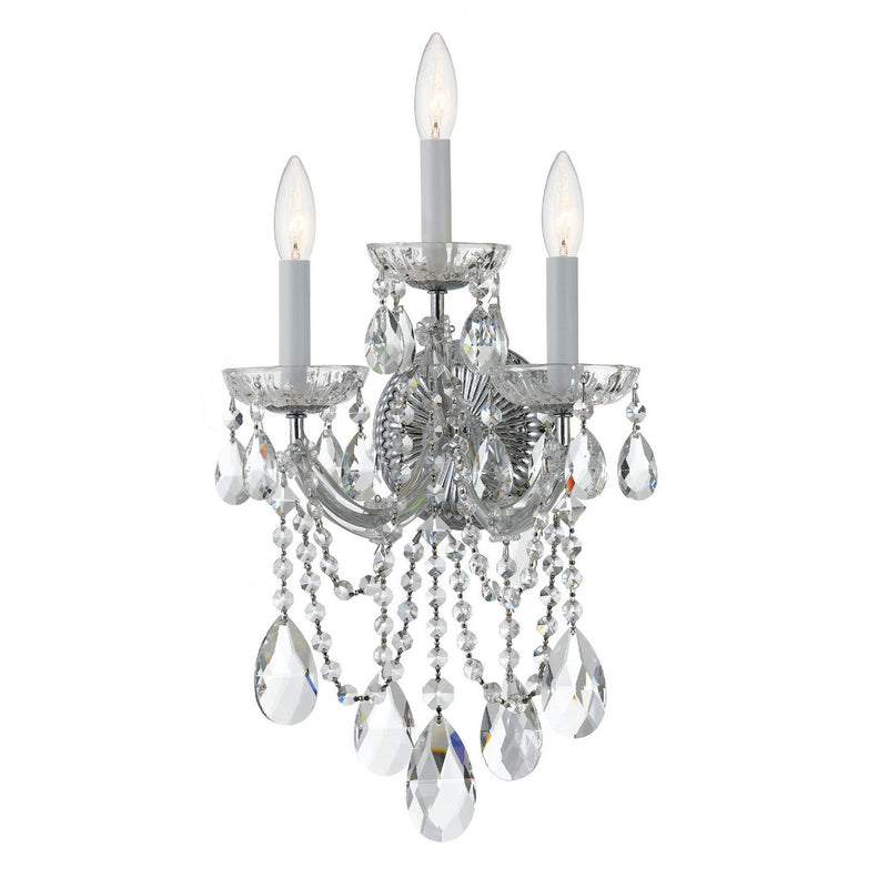 Crystorama - 4423-CH-CL-MWP - Three Light Wall Sconce - Maria Theresa - Polished Chrome