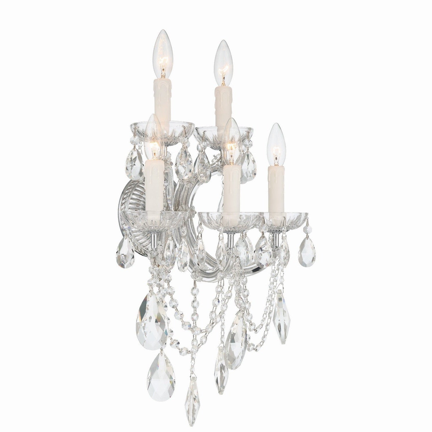 Crystorama - 4425-CH-CL-MWP - Five Light Wall Sconce - Maria Theresa - Polished Chrome