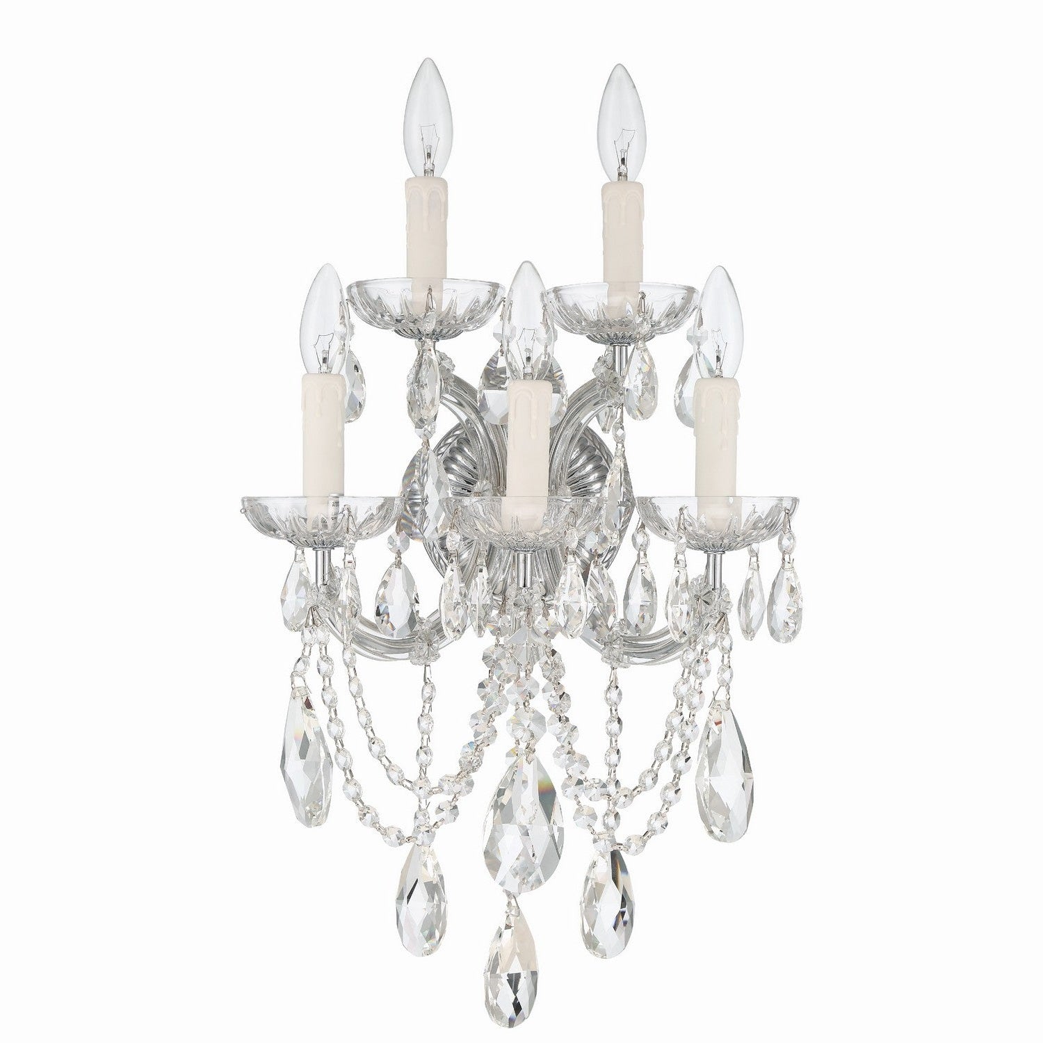Crystorama - 4425-CH-CL-MWP - Five Light Wall Sconce - Maria Theresa - Polished Chrome